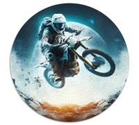 Adult Jigsaw Puzzles 1000 Pieces Astronaut Motorcycle Round Cardboard Puzzles for Mother'S Day,Birthdays,Christmas 67.5x67.5 cm