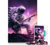 Adult Jigsaw Puzzles 1000 Pieces Astronaut Playing Guitar Smooth Cut Art Brain Training Toy Leisure Time Fun Birthday Game Gift (50x75cm)