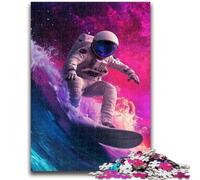 Adult Jigsaw Puzzles 1000 Pieces Astronaut Space Surfing 1000 Pieces for Teenagers,Birthday Present, Gifts, Wall Art for Age 14 Years Up (26x38cm)