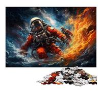 Adult Jigsaw Puzzles 1000 Pieces Astronaut Surfing The Jigsaw Puzzle with Matching Poster And Trivia Sheet 1000 PCS(75x50cm)
