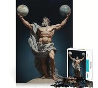 Adult Jigsaw Puzzles 1000 Pieces Atlas Holding Two Planets Smooth Cut Art Brain Training Toy Leisure Time Fun Birthday Game Gift (38x52cm)