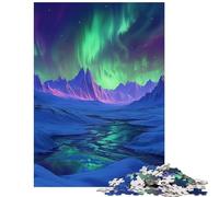 Adult Jigsaw Puzzles 1000 Pieces Aurora Borealis Over Snowed Mountains Fun at Home Activities, For Family Fun Family Game for And from 14 Years And over (38x26cm)
