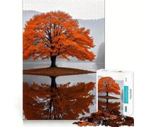 Adult Jigsaw Puzzles 1000 Pieces Autumn Tree Reflection in Lake Nature Smooth Cut Art Brain Training Toy Leisure Time Fun Birthday Game Gift (38x26cm)