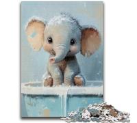 Adult Jigsaw Puzzles 1000 Pieces Baby Elephant Taking A Bath Adult Puzzles,Learning Educational Toys Family Games Unique Birthday And Gifts (26x38cm)