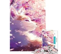 Adult Jigsaw Puzzles 1000 Pieces Baby Kitsune Fox Blossom for Educational Game Challenge Toy Educational Games Wall Decoration Gifts For Birthdays (Size 38x26cm)