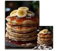 Adult Jigsaw Puzzles 1000 Pieces Banana Pancakes with Syrup Impossible Jigsaw Puzzles for Adults Challenging DIY Brain Teaser Perfect Family Game Or Decorative Gift 1000 PCS(38x26cm)
