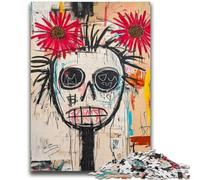 Adult Jigsaw Puzzles 1000 Pieces Basquiat-style Poppy Skull for 14+ Unique Challenge Game Family Games Christmas Birthday Gifts 50x75cm
