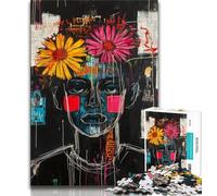 Adult Jigsaw Puzzles 1000 Pieces Basquiat-style Poppy Skull Teenager Jigsaw,Stress Reliever Staycation Kill Time Home Decoration Toys 26x38cm