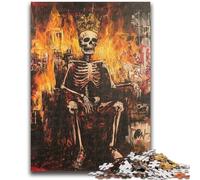 Adult Jigsaw Puzzles 1000 Pieces Basquiat-style Skeleton King for 14+ Unique Challenge Game Family Games Christmas Birthday Gifts 50x75cm