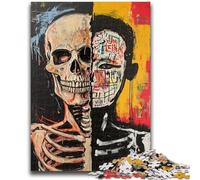 Adult Jigsaw Puzzles 1000 Pieces Basquiat-style Skull for 14+ Unique Challenge Game Family Games Christmas Birthday Gifts 38x26cm