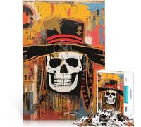 Adult Jigsaw Puzzles 1000 Pieces Basquiat Style Skull pädagogische Herausforderung Lernspiel für Geburtstag, Weihnachten52x38cm