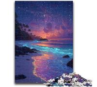 Adult Jigsaw Puzzles 1000 Pieces Beach Milky Way Night View Puzzles for Teenagers,Stress Reliever Staycation Kill Time Wishlist with Santa Claus (26x38cm)