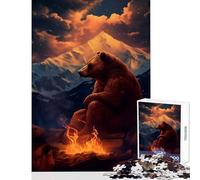 Adult Jigsaw Puzzles 1000 Pieces Bear Campfire Gleams Jigsaws for Adults Puzzle Pattern Assembly Fun Activities at Home Birthday And Unique Gifts (38x52cm)