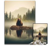 Adult Jigsaw Puzzles 1000 Pieces Bear on A Lake in The Fog Impossible Jigsaw Puzzles for Adults Brain Challenge Game for Teenagers & Family Interaction 1000 PCS(75x50cm)