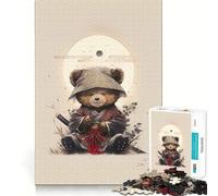 Adult Jigsaw Puzzles 1000 Pieces Bear Samurai Premium Edge Art Logic Puzzle Play Downtime Play Fun Xmas Art Display (50x75cm)