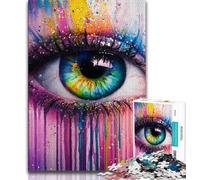 Adult Jigsaw Puzzles 1000 Pieces Beautiful Eye with Colorful Paint,Help The Brain Exercise Addictive Toys to Cultivate Patience Gift For Birthdays (75x50cm)