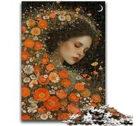 Adult Jigsaw Puzzles 1000 Pieces Beautiful Girl with Flowers for Age 14 Years And over Decompressing Intellectual Educational Toy Great Gift 26x38cm