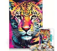 Adult Jigsaw Puzzles 1000 Pieces Beautiful Jaguar Pop Art, Relaxing Games, Difficult Challenge, Enhance Love between Couples 38x26cm