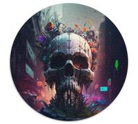 Adult Jigsaw Puzzles 1000 Pieces Beautiful Skull 1000 Piece Round Jigsaw Ideal DIY Decor & Brain Teaser Gift 67.5x67.5cm