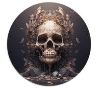 Adult Jigsaw Puzzles 1000 Pieces Beautiful Skull 1000 Piece Round Puzzle Interactive Family Game, Suitable for Ages 14+ 67.5x67.5cm
