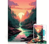 Adult Jigsaw Puzzles 1000 Pieces Beautiful Sunset Vaporwave Premium Edge Art Logic Puzzle Play Downtime Play Fun Xmas Art Display (50x75cm)