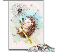 Adult Jigsaw Puzzles 1000 Pieces Beautiful Watercolor Hedgehogs Jigsaw Puzzles Made of Wood,Develops Hand-Eye Coordination Skills, Perfect for Birthday Gifts 1000pcs(50x75cm)