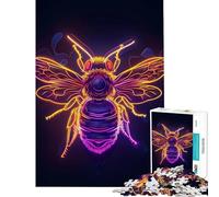 Adult Jigsaw Puzzles 1000 Pieces Bee Insect Neon Impossible Game Brain Intelligence Challenge Addictive Toys Gifts Birthday For Family Fun (Size 38x26cm)