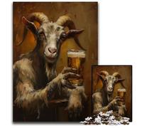 Adult Jigsaw Puzzles 1000 Pieces Beer Drinking Goat Puzzles for Adults Challenging Brain Teaser Family Activity Home Decor 1000 PCS(38x26cm)