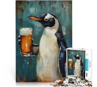 Adult Jigsaw Puzzles 1000 Pieces Beer Drinking Penguin Herausforderndes Spiel Tolle Geschenke und Spielzeuge75x50cm