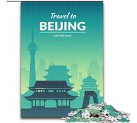 Adult Jigsaw Puzzles 1000 Pieces Beijing China, Help The Brain Exercise Addictive Toys to Cultivate Patience Perfect Decoration 50x75cm