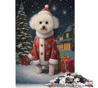 Adult Jigsaw Puzzles 1000 Pieces Bichon Frise Christmas Dog Puzzles for Adults & Teenager Educational Games 1000pcs (75x50cm)