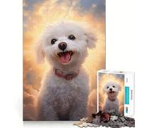 Adult Jigsaw Puzzles 1000 Pieces Bichon Frise Premium Edge Art Logic Puzzle Play Downtime Play Fun Xmas Art Display (50x75cm)