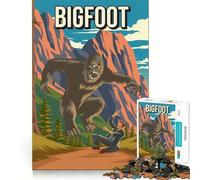 Adult Jigsaw Puzzles 1000 Pieces Bigfoot Cryptid Cryptozoology Daylight Attack Premium Edge Art Logic Puzzle Play Downtime Play Fun Xmas Art Display (38x52cm)