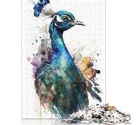 Adult Jigsaw Puzzles 1000 Pieces Bird Peacock Watercolor Paper Puzzles for Adults Sustainable Puzzle Games 1000pcs (38x26cm)
