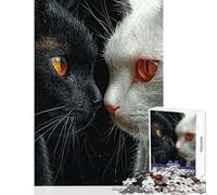 Adult Jigsaw Puzzles 1000 Pieces Black And White Cats Relaxing Games Staycation Kill Time Home Decoration Toys Deal As Gifts for The Whole Family (38x52cm)
