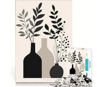 Adult Jigsaw Puzzles 1000 Pieces Black And White Floral Still Life, Relaxing Games, Difficult Challenge, Enhance Love between Couples 50x75cm