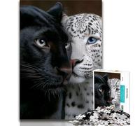 Adult Jigsaw Puzzles 1000 Pieces Black And White Leopard,Decompressing Intellectual Educational Toy Is Ideal As Gifts for The Whole Family (75x50cm)