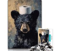 Adult Jigsaw Puzzles 1000 Pieces Black Bear Playing with Toilet Paper,Decompressing Intellectual Educational Toy Is Ideal As Gifts for The Whole Family (38x26cm)