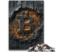 Adult Jigsaw Puzzles 1000 Pieces Black Bitcoin Logo Adult Puzzles,Decompressing Intellectual Educational Toy Birthday Gift (75x50cm)