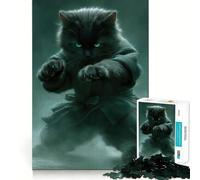 Adult Jigsaw Puzzles 1000 Pieces Black Cat Ninja Sharp Cut Art, Focus Fun Game, Calm Play Time, Christmas Fun Gift (50x75cm)