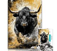 Adult Jigsaw Puzzles 1000 Pieces Black Gold Bull, Great Gift for Adults,is Ideal As Gifts for The Whole Family for And Age 14 38x26cm