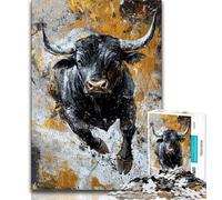 Adult Jigsaw Puzzles 1000 Pieces Black Gold Bull,Help The Brain Exercise Addictive Toys to Cultivate Patience Perfect Decoration 75x50cm