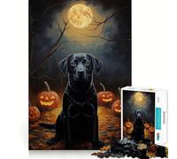 Adult Jigsaw Puzzles 1000 Pieces Black Lab Halloween Sharp Cut Art, Focus Fun Game, Calm Play Time, Christmas Fun Gift (50x75cm)