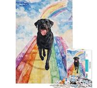 Adult Jigsaw Puzzles 1000 Pieces Black Lab Rainbow Bridge Impossible Game Brain Intelligence Challenge Addictive Toys Gifts Birthday For Family Fun (Size 38x26cm)