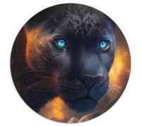 Adult Jigsaw Puzzles 1000 Pieces Black Leopard 1000 Piece Round Puzzle Interactive Family Game, Suitable for Ages 14+ 67.5x67.5cm