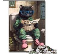 Adult Jigsaw Puzzles 1000 Pieces Black Leopard Go Toilet Made of Wood, for Teenagers Age Group 14+, Home Decor 50x75cm Engaging Family Game Night Activity