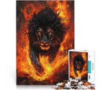 Adult Jigsaw Puzzles 1000 Pieces Black Lion Emerging Flames Lernspiele Wanddekoration Einzigartige Geburtstags- und Weihnachtsgeschenke75x50cm