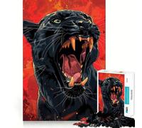 Adult Jigsaw Puzzles 1000 Pieces Black Panther Roar Sharp Cut Art, Focus Fun Game, Calm Play Time, Christmas Fun Gift (38x26cm)