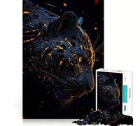 Adult Jigsaw Puzzles 1000 Pieces Black Panther with Glowing Spots Sharp Cut Art, Focus Fun Game, Calm Play Time, Christmas Fun Gift (38x26cm)