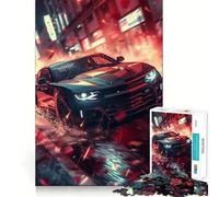 Adult Jigsaw Puzzles 1000 Pieces Black Red Neon Super Car Sharp Cut Art, Focus Fun Game, Calm Play Time, Christmas Fun Gift (38x26cm)